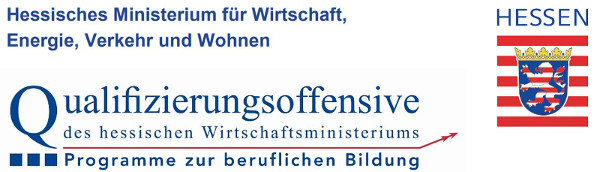 Logo zur Qualifizierungsoffensive des hessischen Wirtschaftsministeriums: Programme zur beruflichen Bildung