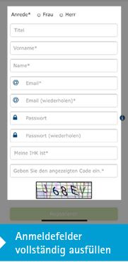 Screenshot zur Erklärung der Registrierung im Azubi-Infocenter