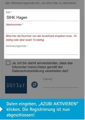 Screenshot Azubi-Infocenter Daten eingeben
