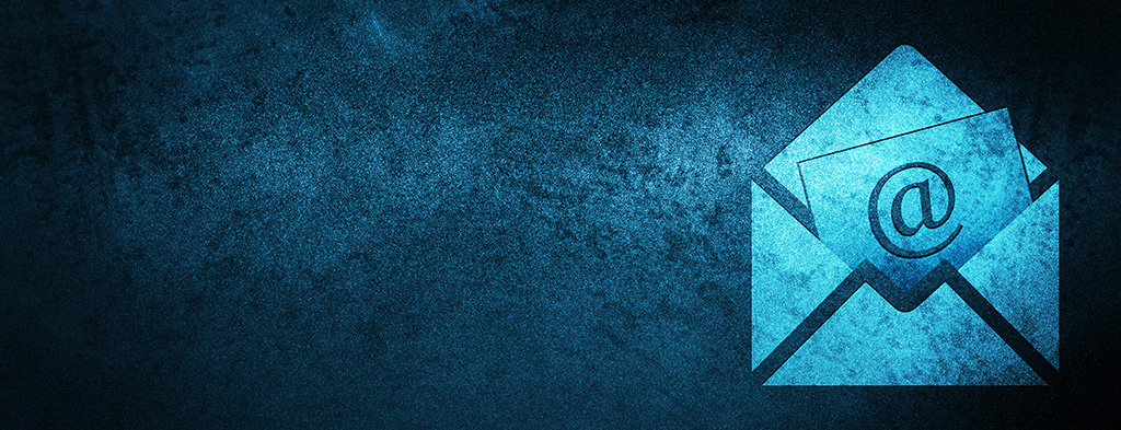 Symbolbild Newsletter-E-Mail-Symbol spezieller blauer Bannerhintergrund