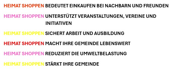 Banner HEIMAT SHOPPEN BEDEUTET EINKAUFEN BEI NACHBARN UND FREUNDEN