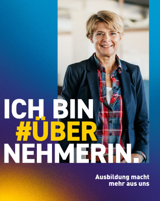 Social-Media-Vorlage im Format 4:5. Slogan: Ich bin #Übernehmerin