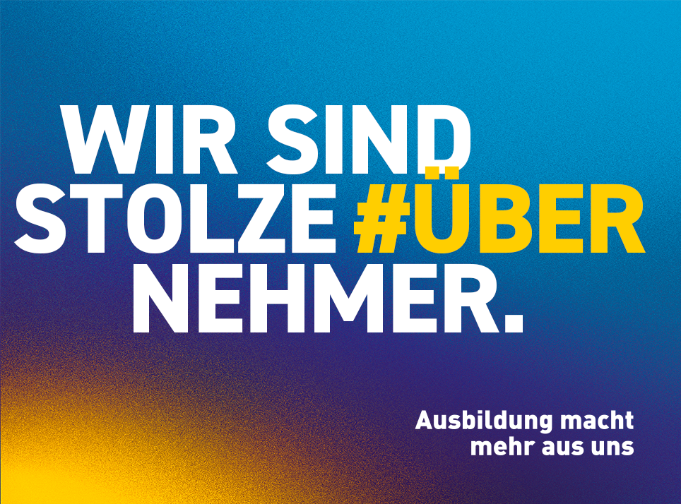 Digitaler Sticker für die Website. Slogan: Wir sind stolze #Übernehmer