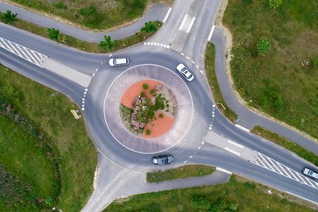 Traffic circle, roundabout - aerial view