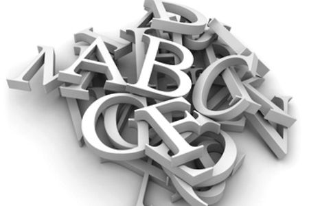 Alphabet letters poured in a heap
