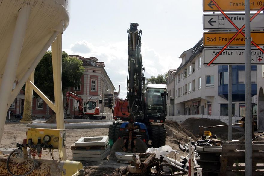 Seelow Baustelle Stadtzentrum