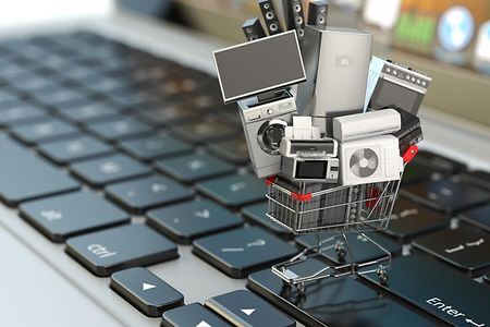 E-commerce or online shopping concept. Home appliance in shoppin