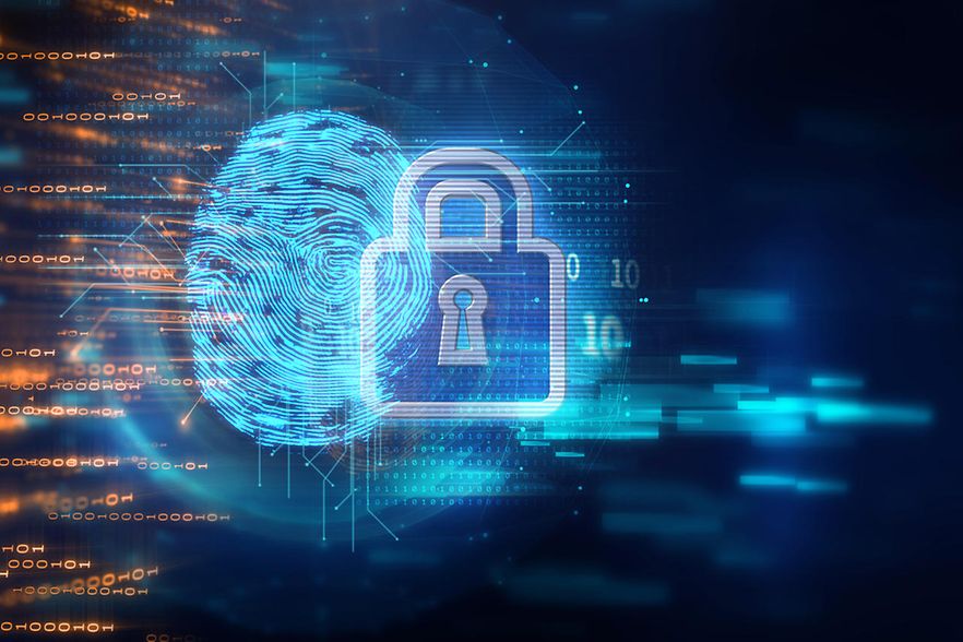 digitaler Fingerabdruck mit Vorh&auml;ngeschloss