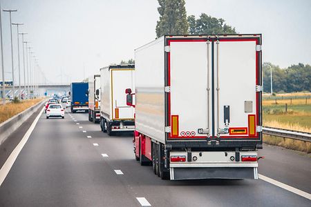 Trucks in a row
