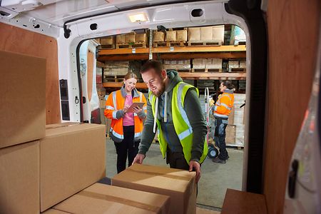 delivery driver in the warehouse