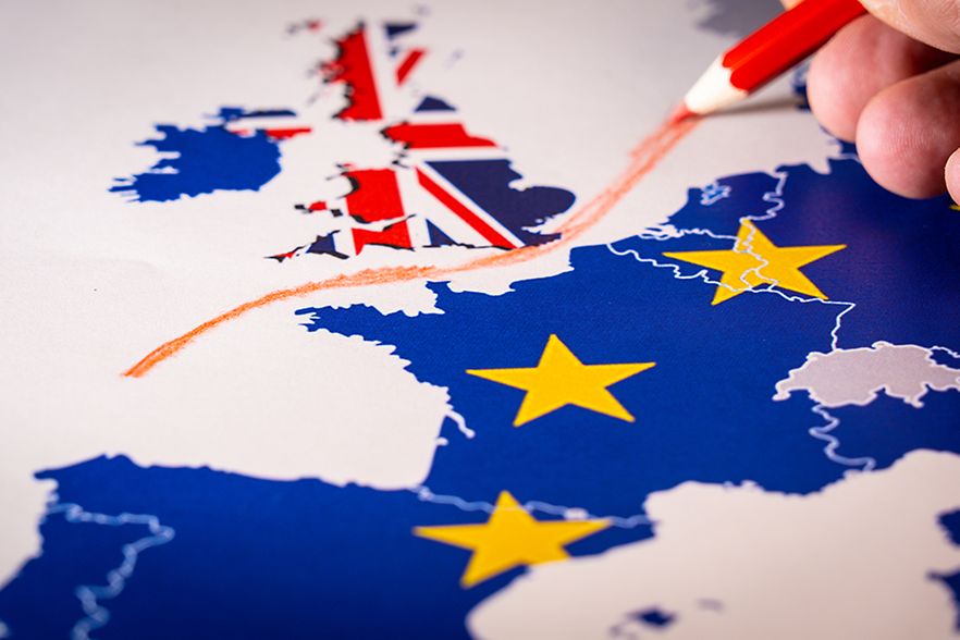 Hand malt Grenze zwischen Europa und Gro&szlig;britannien
