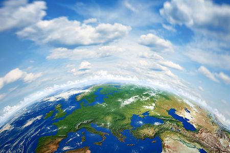 Planet earth and beautiful blue sky