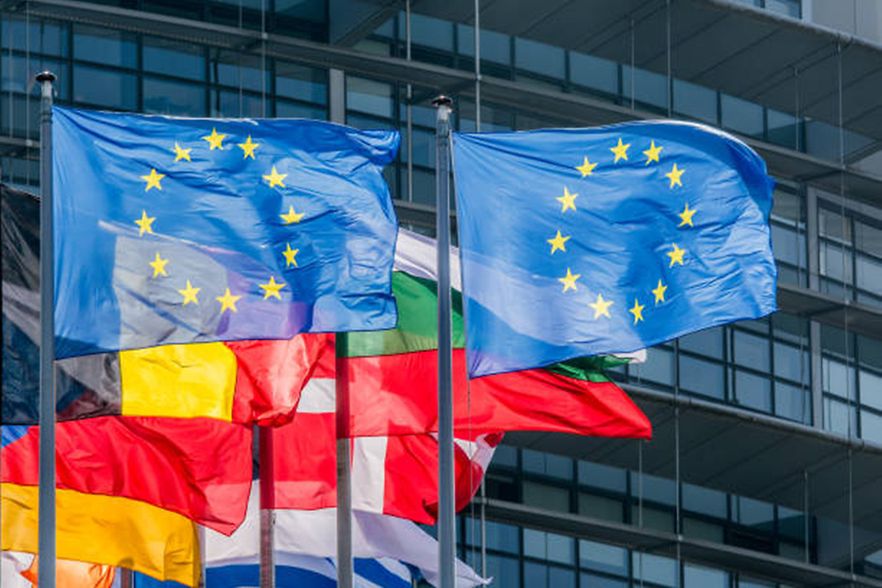 Europaflaggen in Stra&szlig;burg