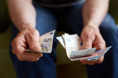 Close up hands of old woman