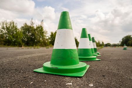 Green pylons driving exercise area