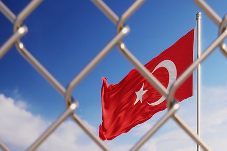 Fence In Front Of Turkish Flag