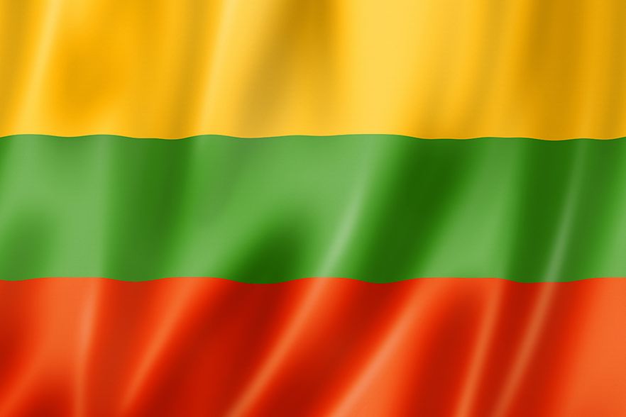 Flagge von Litauen: horizontale Trikolore: gelb, gr&uuml;n, rot.