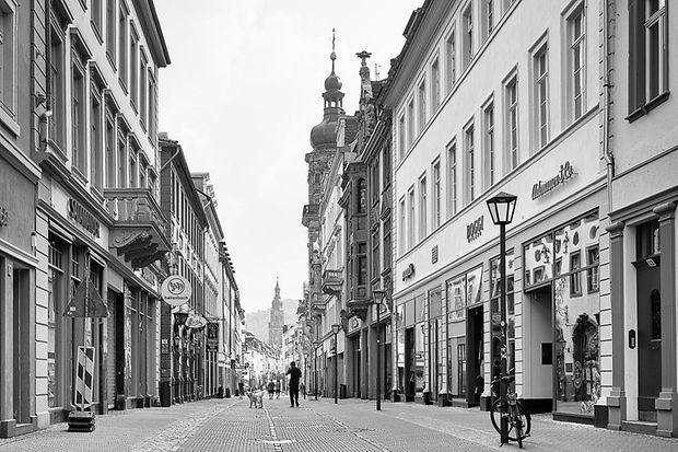 Heidelberger Hauptstra&szlig;e w&auml;hrend des ersten Lockdowns