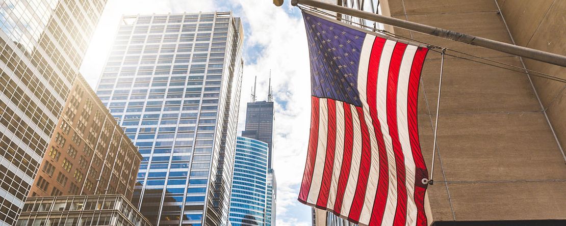 US-Flagge in Chicago