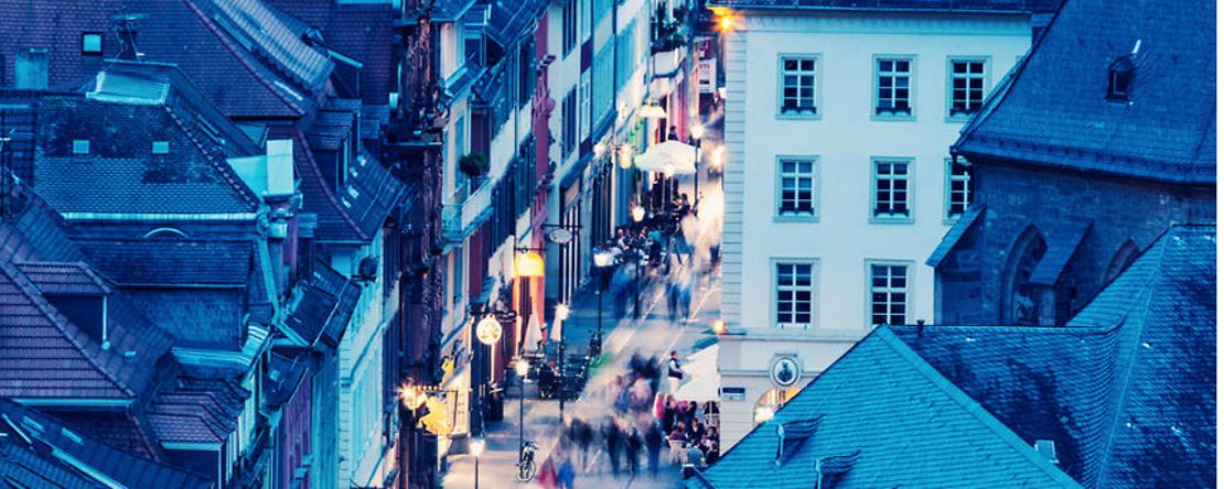 Luftaufnahme Heidelberger Altstadt bei Nacht