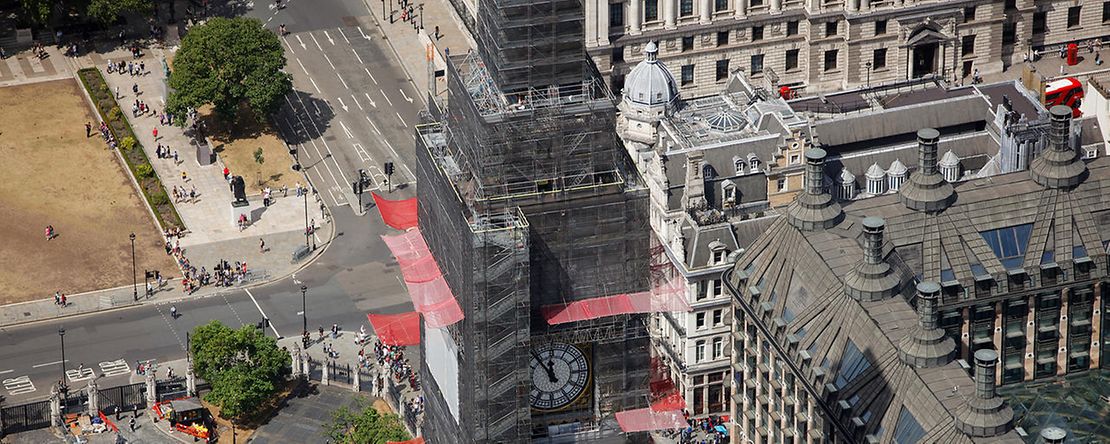 Das &bdquo;AllroundGer&uuml;st&ldquo; von Layher in London bei der Sanierung des "Big Ben".