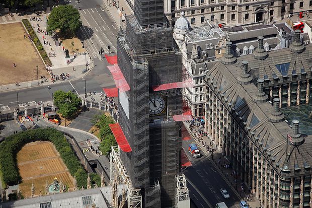 Das &bdquo;AllroundGer&uuml;st&ldquo; von Layher in London bei der Sanierung des "Big Ben".