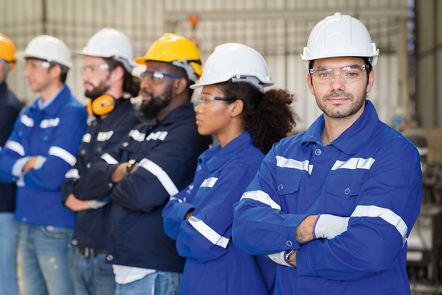 Group of diversity male and female engineer workers 