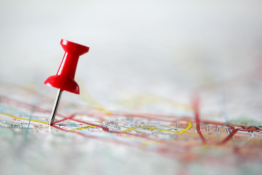 Pushpin on map