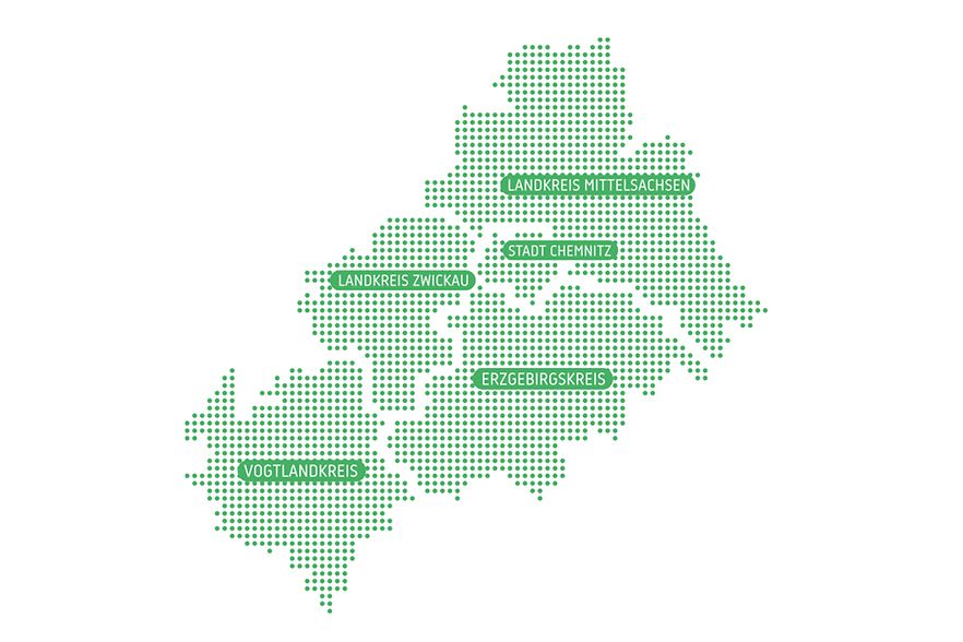 Karte S&uuml;dwestsachsen mit Orten
