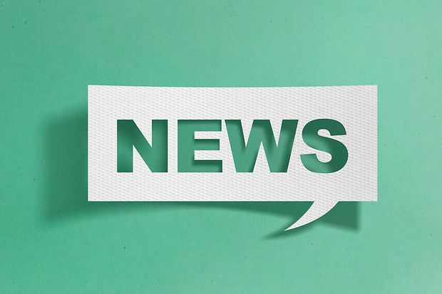 Wei&szlig;es Textfeld mit dem Wort &sbquo;NEWS&lsquo; vor gr&uuml;nem Hintergrund.