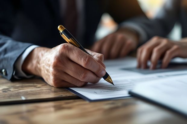Hand unterschreibt Dokument, daneben zweite Hand zeigt auf Unterlagen.