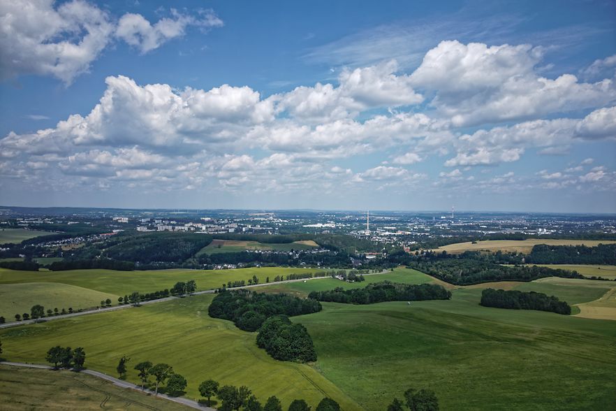 Blick auf eine Start - Luftbildaufnahme