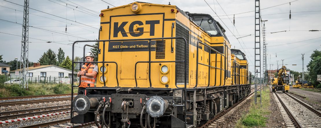 Gleisbau der Firma KGT Gleis- und Tiefbau GmbH, in Michendorf.